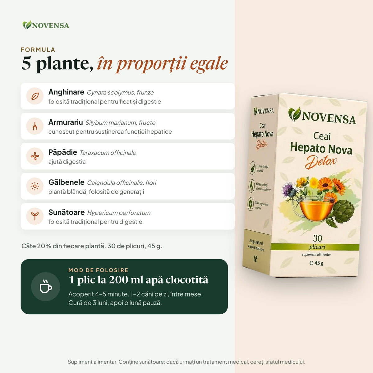 Ceai pentru Ficat, Detoxifiere si Slabire - 30 plicuri
